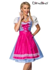 Traditionelles Karodirndl pink/blau/weiß von Dirndline