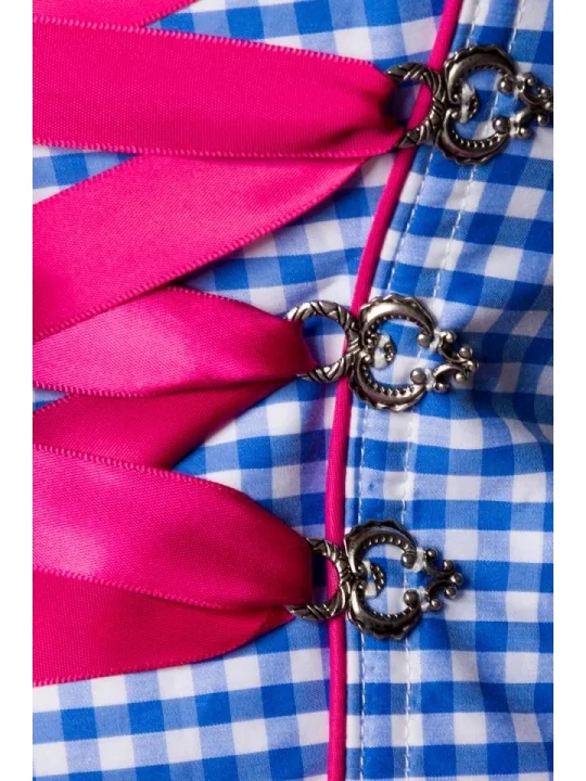 Traditionelles Karodirndl pink/blau/weiß von Dirndline