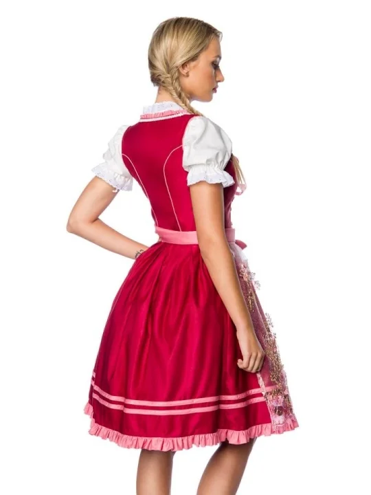 Premium Dirndl mit Stickereien rosa/rot von Dirndline