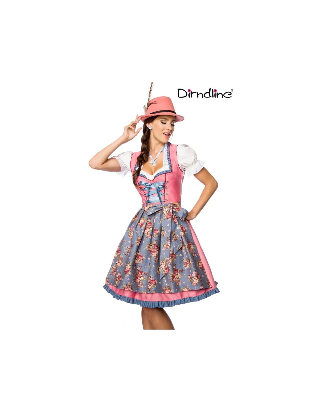 Verträumtes Dirndl mit Denim rosa/blau von Dirndline