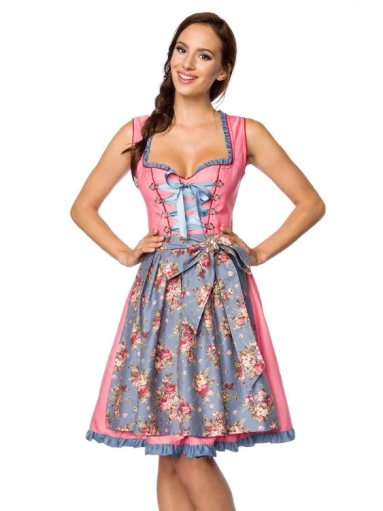 Verträumtes Dirndl mit Denim rosa/blau von Dirndline