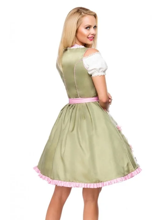 Dirndl mit Blumenschürze grün/pink von Dirndline