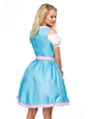 Dirndl mit Blumenschürze blau/pink von Dirndline