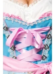 Dirndl mit Blumenschürze blau/pink von Dirndline