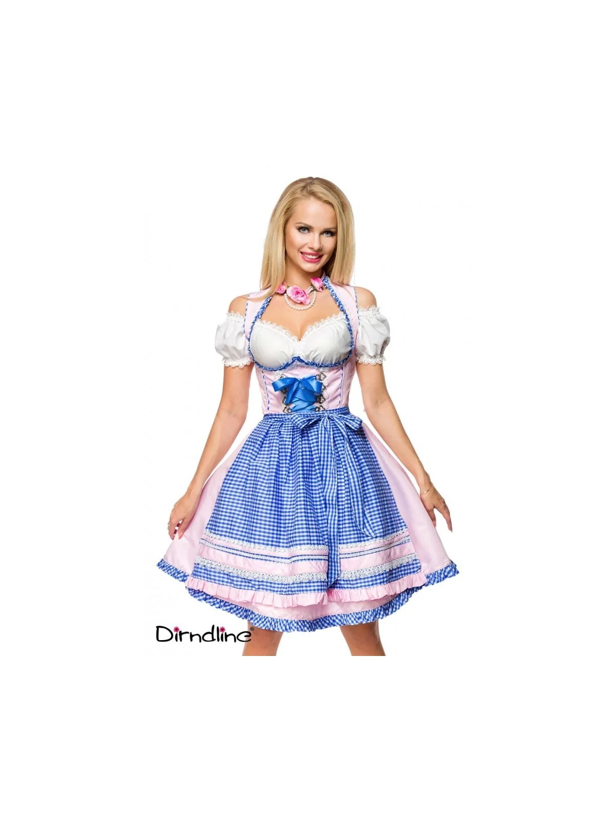 Romantisches Unterbrustdirndl rosa/blau von Dirndline