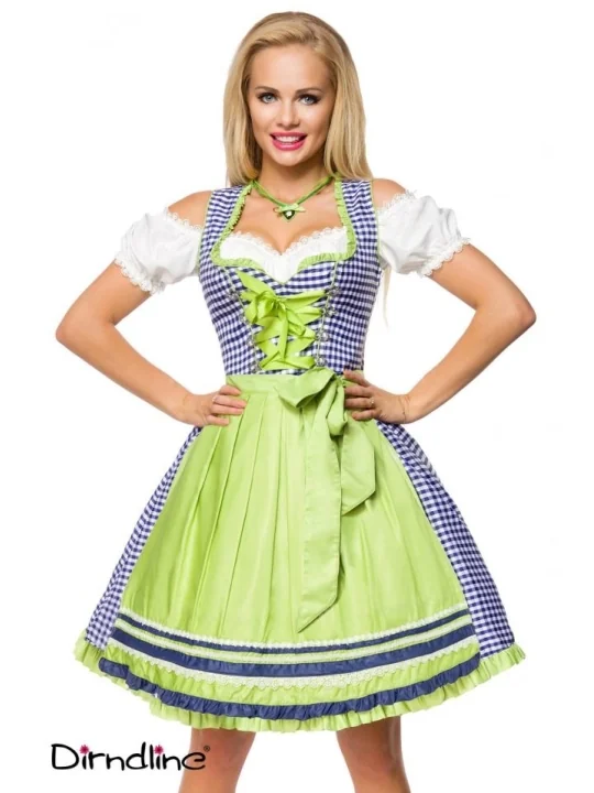 Traditionelles Karodirndl blau/grün/weiß von Dirndline