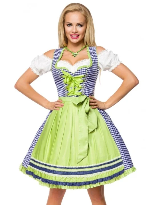 Traditionelles Karodirndl blau/grün/weiß von Dirndline