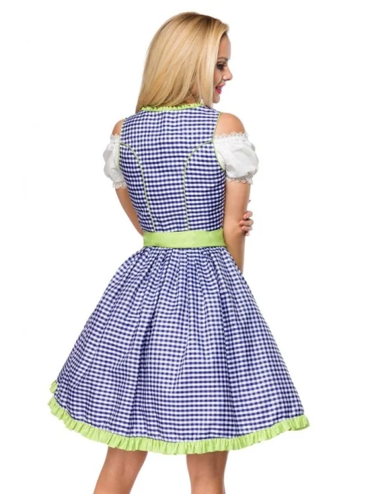 Traditionelles Karodirndl blau/grün/weiß von Dirndline