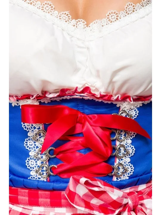 Unterbrustdirndl mit Karoschürze blau/rot/weiß von Dirndline