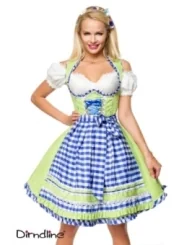 Unterbrustdirndl mit Karoschürze grün/blau/weiß von Dirndline