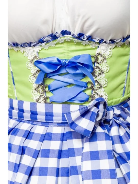 Unterbrustdirndl mit Karoschürze grün/blau/weiß von Dirndline