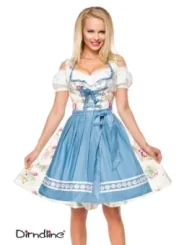 Romantisches Blümchen-Dirndl weiß/blau von Dirndline