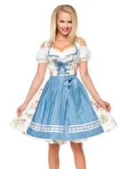 Romantisches Blümchen-Dirndl weiß/blau von Dirndline