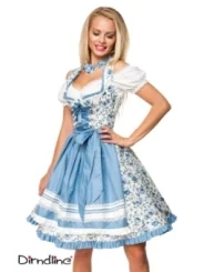 Romatisches Blümchen-Dirndl weiß/blau von Dirndline