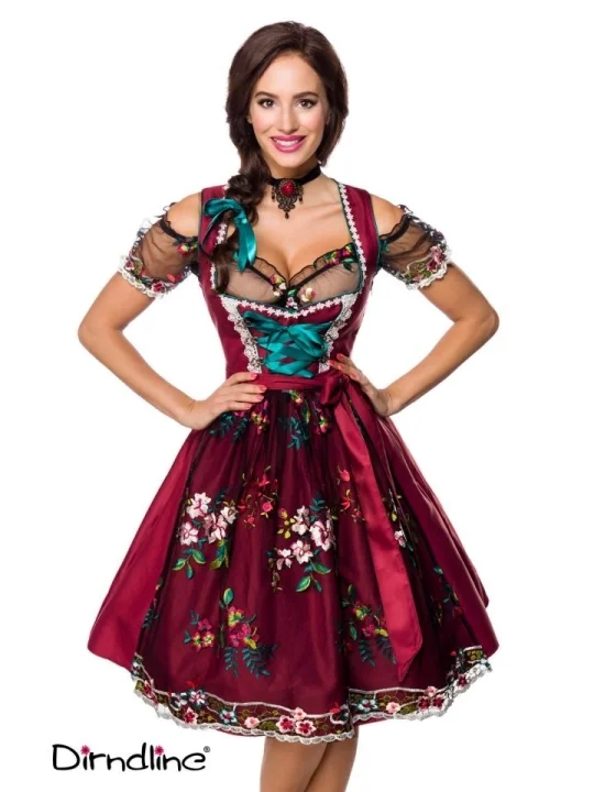 Dirndl inkl. Spitzenbluse rot/schwarz von Dirndline