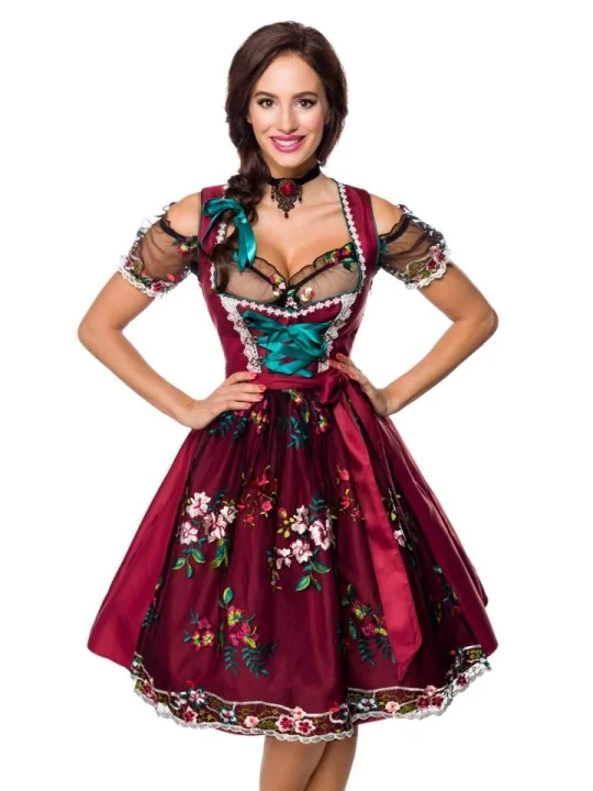 Dirndl inkl. Spitzenbluse rot/schwarz von Dirndline