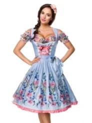 Romantisches Dirndl inkl. Spitzenbluse blau/rosa/weiß von Dirndline