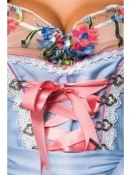 Romantisches Dirndl inkl. Spitzenbluse blau/rosa/weiß von Dirndline