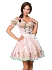 Mini-Brokat-Dirndl inkl Spitzenbluse rosa von Dirndline