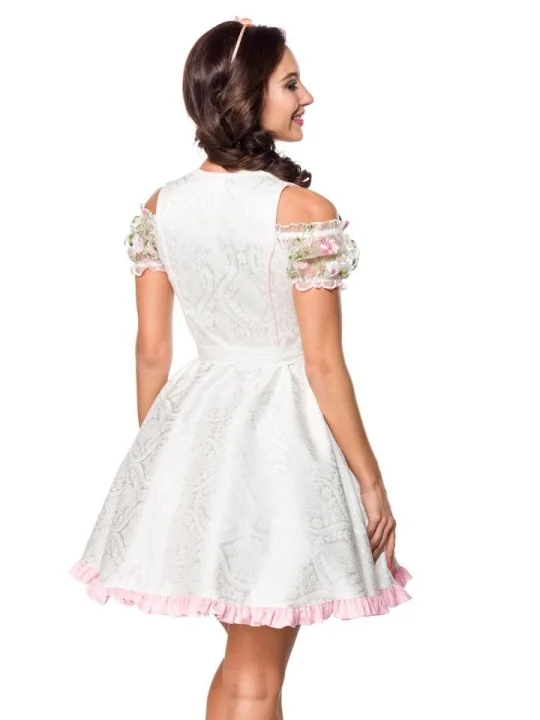 Mini-Brokat-Dirndl inkl Spitzenbluse weiß von Dirndline