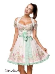 Mini-Brokat-Dirndl inkl Spitzenbluse türkis/rosa von Dirndline