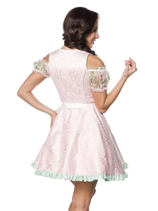 Mini-Brokat-Dirndl inkl Spitzenbluse pink/grün von Dirndline