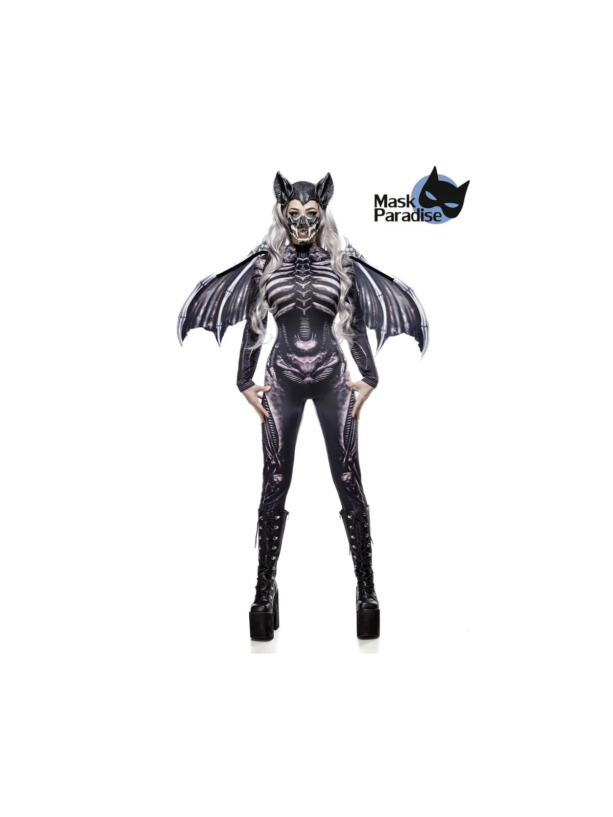 Skull Bat Lady (Komplettset) schwarz/grau von Mask Paradise