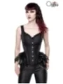 Ausgestelle Gothic-Corsage aus Brokat und Federn schwarz von Ocultica