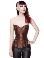 Punk/Gothic-Corsage aus Brokat braun von Ocultica