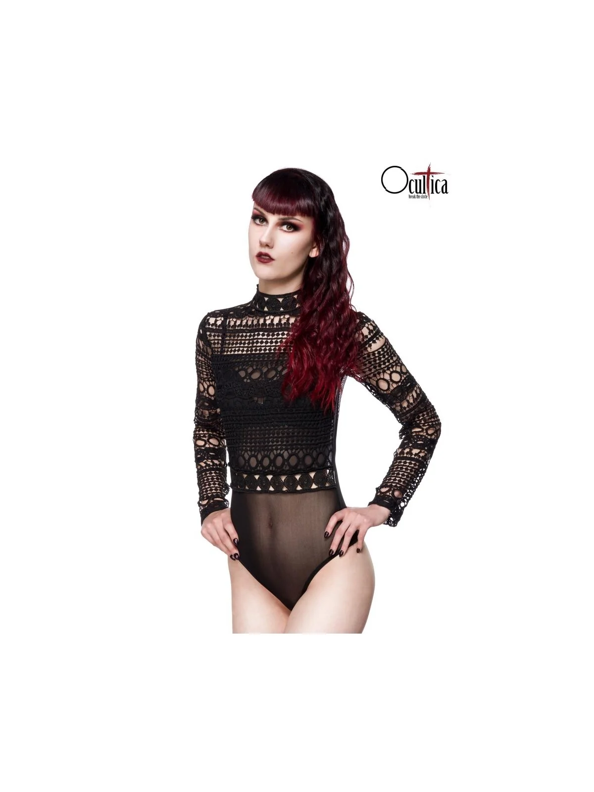 Gothic-Body aus Spitze schwarz von Ocultica