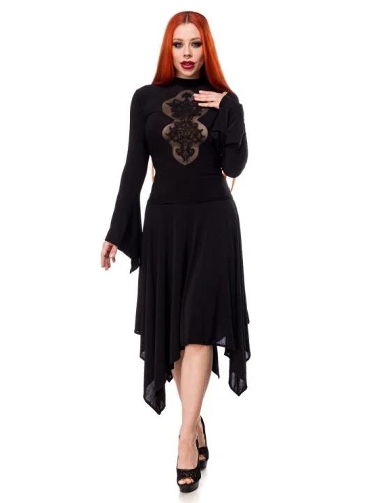 Kleid mit Spitzeneinsatz schwarz von Ocultica