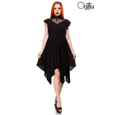 Kleid mit Spitzeneinsatz schwarz von Ocultica