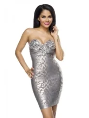 Echtes Bandage-Shape-Kleid silber