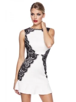 Kleid mit Spitze weiß/schwarz bestellen - Dessou24