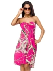 Bandeau-Kleid pink/gemustert