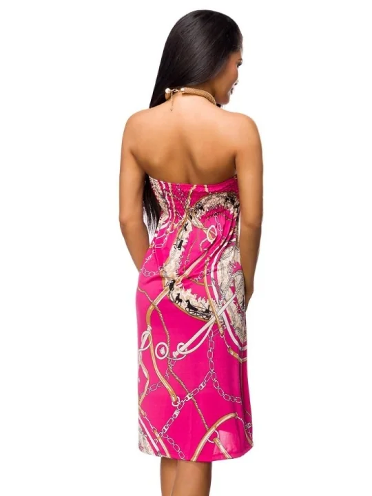 Bandeau-Kleid pink/gemustert