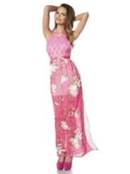 Maxi Kleid pink/gemustert