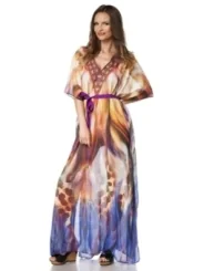 Premium-Kaftan mit Strass orange/lila/blau