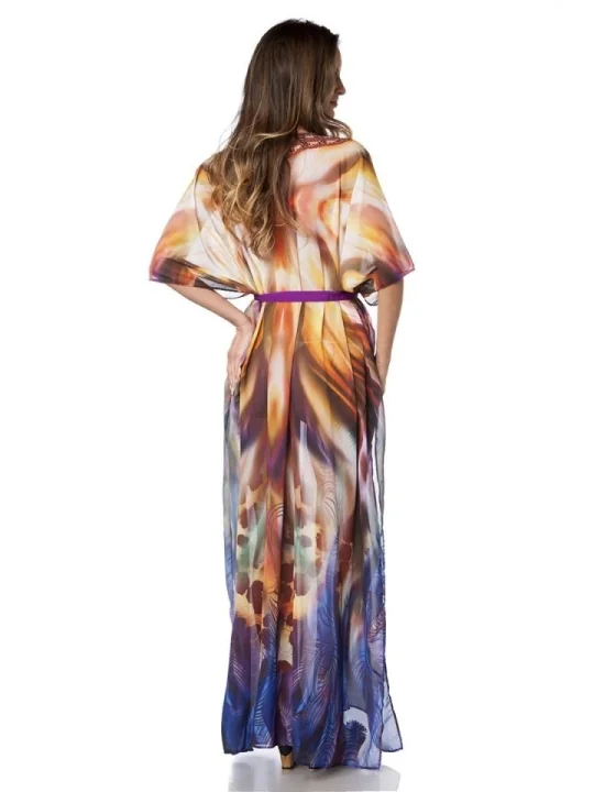 Premium-Kaftan mit Strass orange/lila/blau