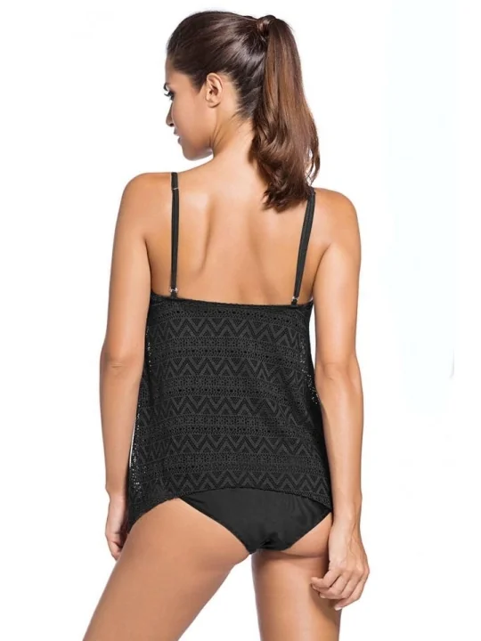 Tankini mit Spitzen-Top schwarz