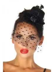 Rockabilly-Minihut / Fascinator schwarz