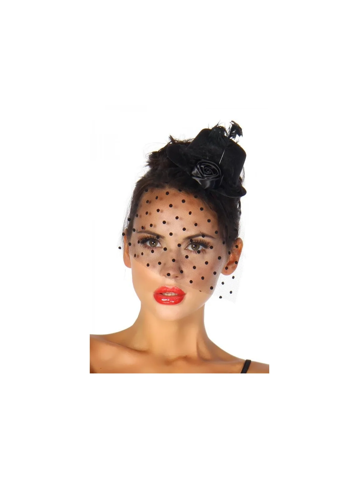 Rockabilly-Minihut / Fascinator schwarz