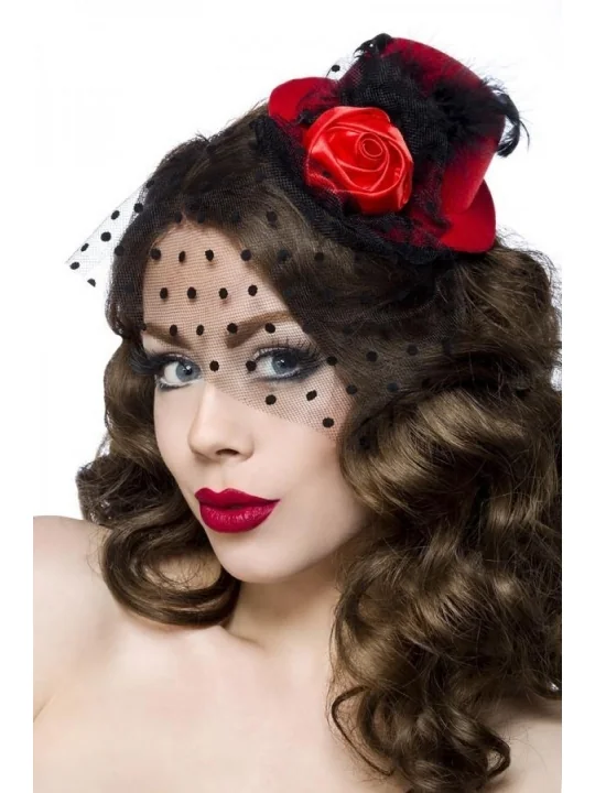 Rockabilly-Minihut / Fascinator rot