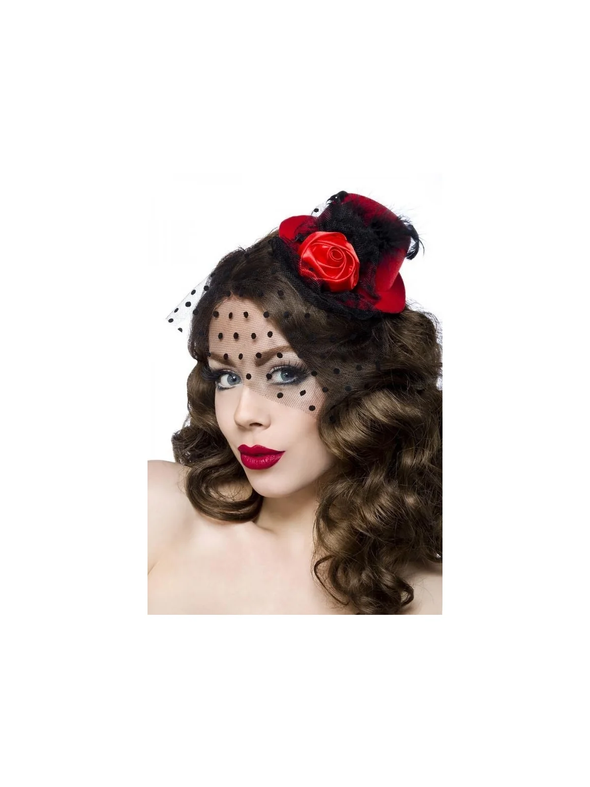 Rockabilly-Minihut / Fascinator rot