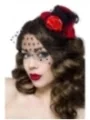 Rockabilly-Minihut / Fascinator rot