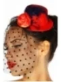 Rockabilly-Minihut / Fascinator rot