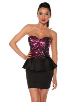 Vintage-Kleid mit Pailletten schwarz/pink bestellen - Dessou24
