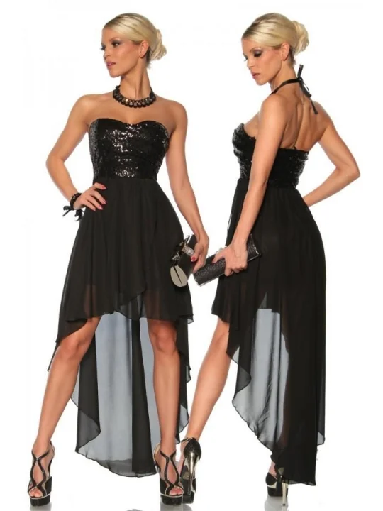 Abendkleid mit Pailletten schwarz