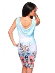 Kleid mit Leoprint hellblau