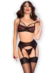 Spitzen-Set CR4693 schwarz/rot von Chilirose